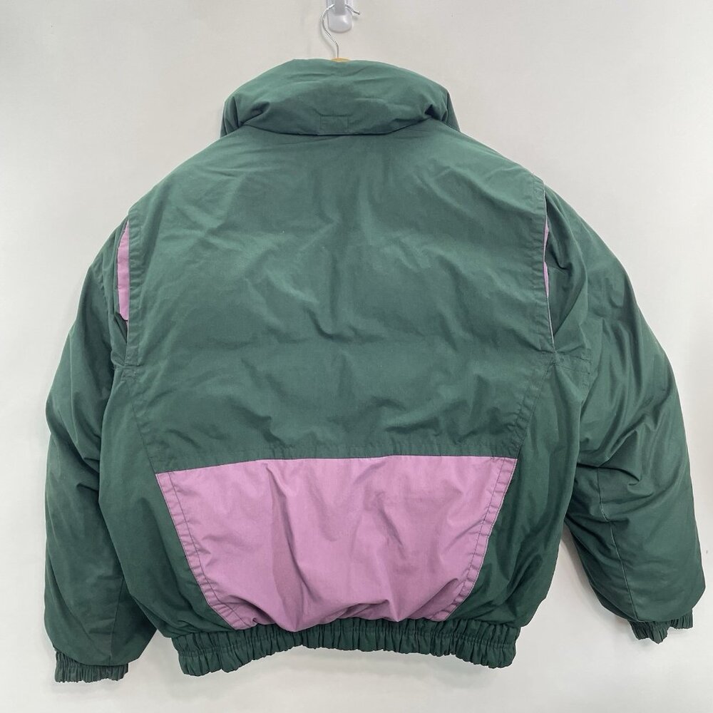 Vintage 90s Triple Fat Goose Jacket Down Puffer Retro Green Purple Womens XL - Picture 2 of 13
